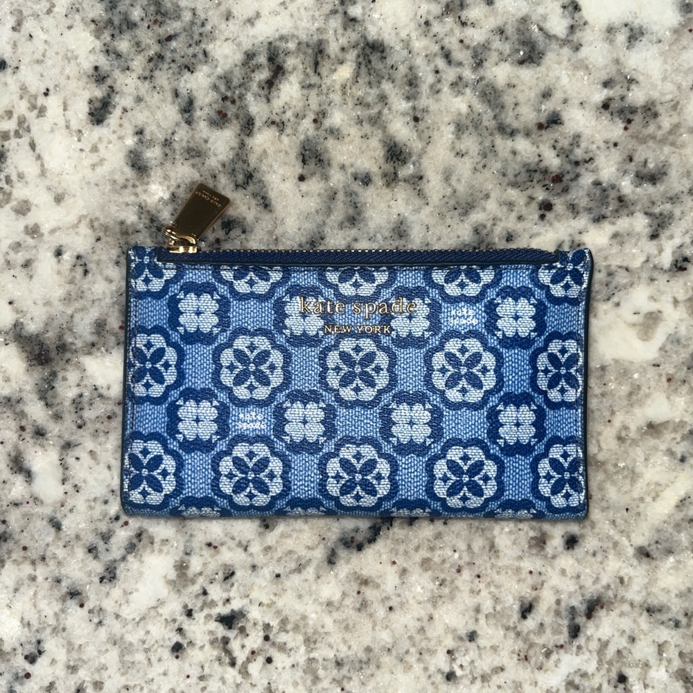 Kate Spade Blue and White Bifold Wallet